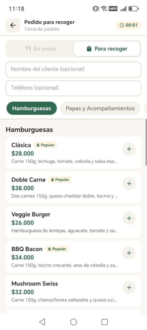 App Mesero - screenshot