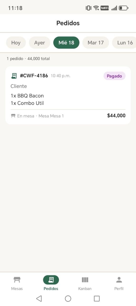 App Mesero - gestión de pedidos por mesa